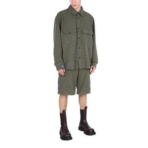 MSGM Men's Houndstooth Check Button-Up Overshirt Men GREEN Shirts